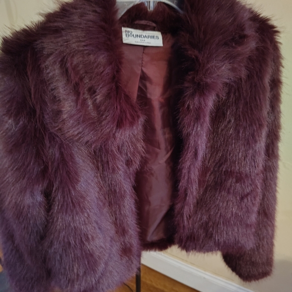 No Boundaries Jackets & Blazers - Plum Faux Fur Jacket